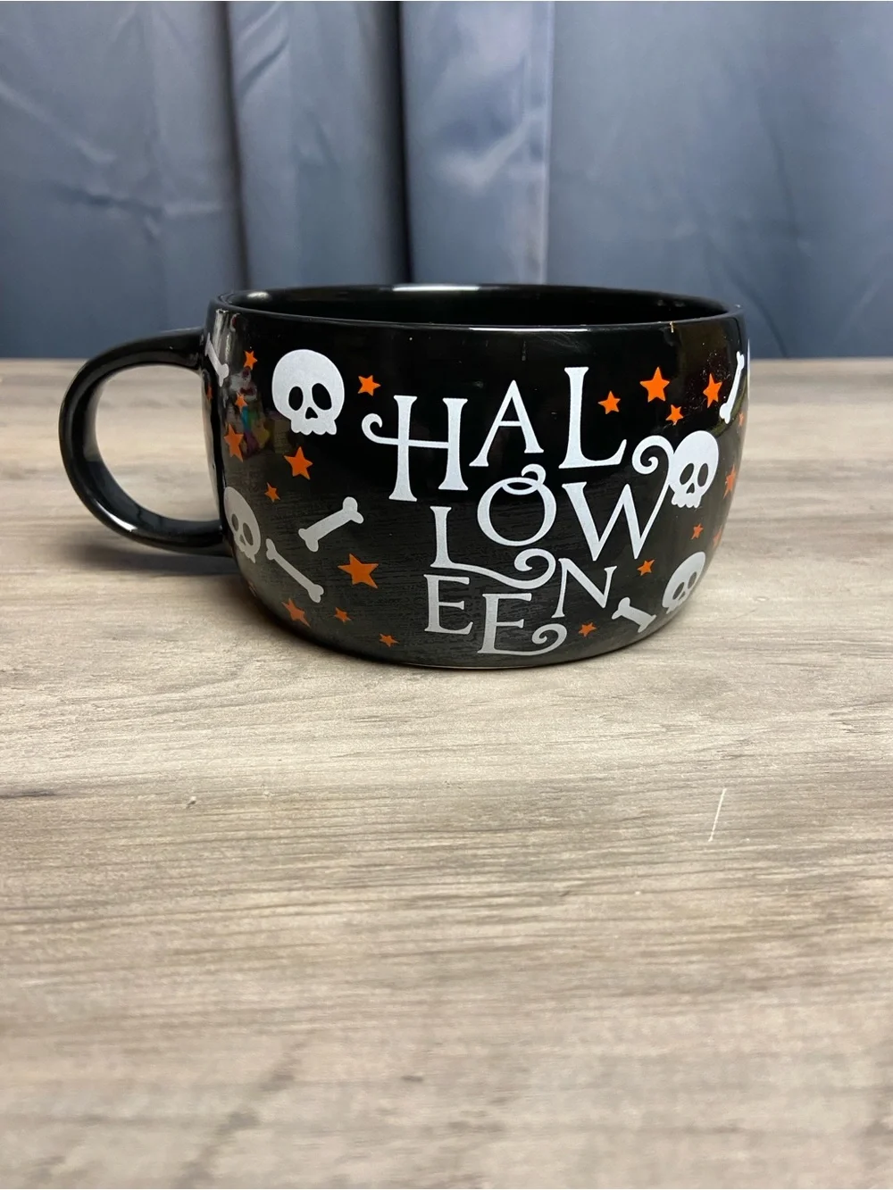 Holiday Home Halloween‎ Skull & Bones Black Ceramic Mug